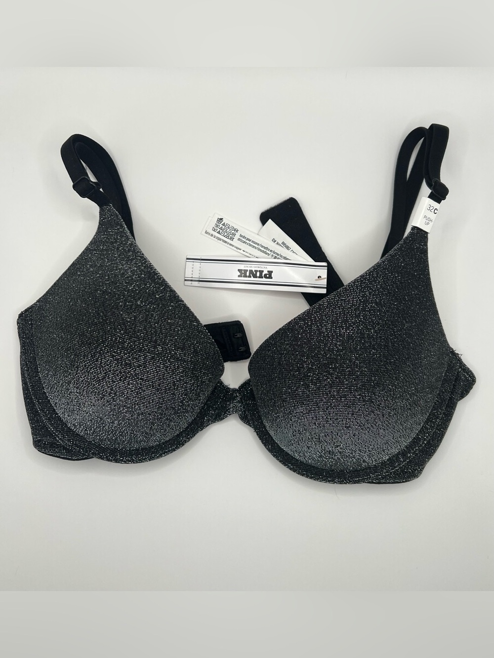 Victoria's Secret PINK Black Shimmer Wear Everywhere Push-Up Bra